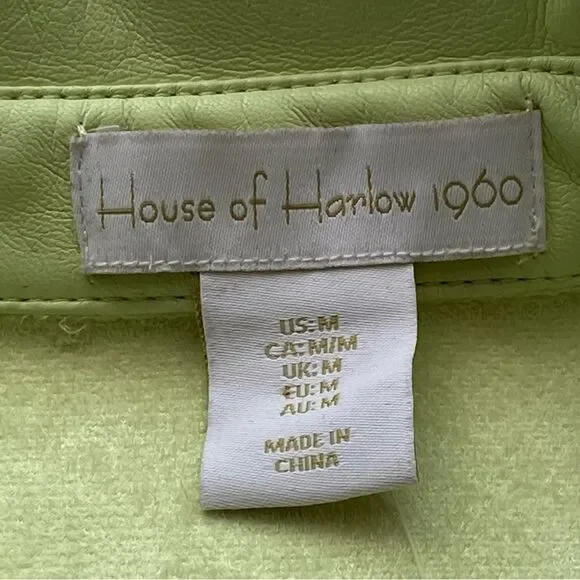 NWT House of Harlow 1960 Lime Green Vegan Leather Midi Shirt Dress Size Medium - Picture 11 of 16